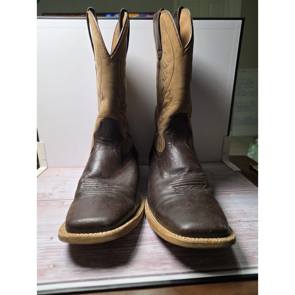 Ariat Western Cowboy Boots Brown Two-Tone Leather Tan Shaft US 5.5